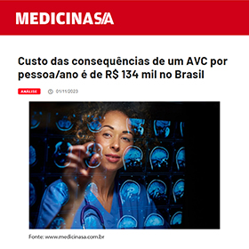 Custo das consequências de um AVC por pessoa/ano é de R$ 134 mil no Brasil